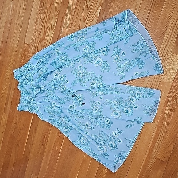 NEW FREE PEOPLE Still The One Lounge Ruffles Wide Leg Cotton Pants - Picture 5 of 9